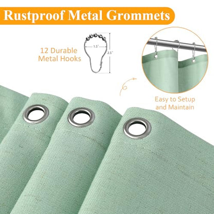 Aqua Green 42 Inch Shower Curtain - Stall Narrow Half Linen Ultra Thick Fabric Shower Curtain Set with Hooks, Boho Farmhouse Rustic RV Camper Bath Curtains for Bathroom, 42x72 - color: Aqua Green, size: 42"W x 72"L (Pack of 1)
