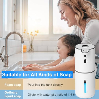 OHIFAST 2 Pack Automatic Foaming Soap Dispenser Touchless, USB Rechargeable Smart Hand Soap Dispenser, 6-Level Adjustable, 12.8oz/380mL Wall Mount for Bathroom Kitchen Dish Soap-White - color: 2 Pack- White, style: Foam