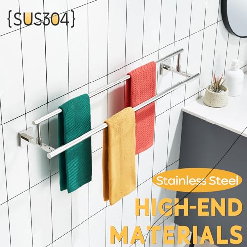 KOKOSIRI Towel Holder Polished Chrome 32-Inch Bathroom Double Bath Towel Bars Kitchen Rack Wall Mounted Stainless Steel B5009CH-L32 - color: Polished Chrome, size: 32-Inch