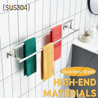 KOKOSIRI Towel Holder Polished Chrome 32-Inch Bathroom Double Bath Towel Bars Kitchen Rack Wall Mounted Stainless Steel B5009CH-L32 - color: Polished Chrome, size: 32-Inch