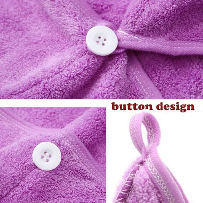 M-bestl 2 Pack Microfiber Hair Towel Wrap,Hair Drying Towel with Button,Absorbent Head Towel to Dry Hair Quickly (Purple) - color: Purple