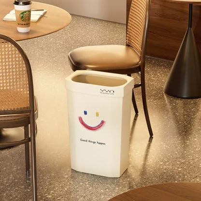 4 Gallon, Small Slim Garbage Can, Open Top Trash Can for Bathroom, Kitchen, Office, Bedroom, Living Room (Smile) - color: Smile