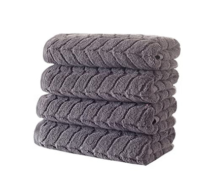 BAGNO MILANO Turkish Cotton Bath Towels, Hand Towels - Soft Plush Jacquard Collection - Highly Absorbent Towel Set (Grey, 4 Pcs Hand Towel Set) - color: Grey, size: 4 pcs Hand Towel Set