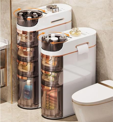 3 Tiers Bathroom Floor Cabinet with Wheels, Mobile Storage Cabinet with Large Capacity Floor Standing Narrow Storage Cabinet with Drawers for Bathroom - size: 3-Tier