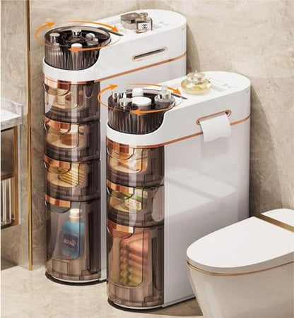 3 Tiers Bathroom Floor Cabinet with Wheels, Mobile Storage Cabinet with Large Capacity Floor Standing Narrow Storage Cabinet with Drawers for Bathroom - size: 3-Tier