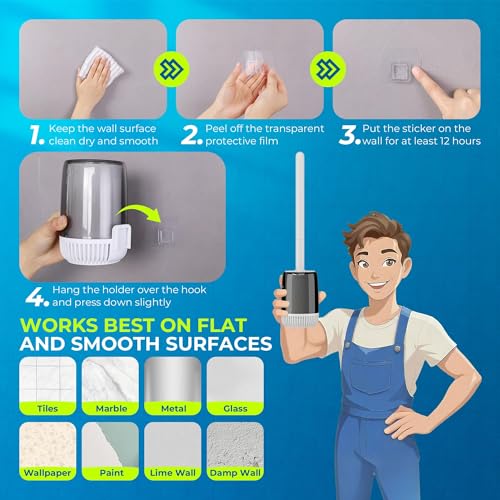 Silicone Toilet Brush, L-Shaped Toilet Brush and Holder Set, Bathroom Toilet Brush with Long Non-Slip Handle, Wall Mounted or Floor Standing Design, for Home and RV Use - size: 1 Pack | L-Shaped Brush Head, Non-Slip Handle