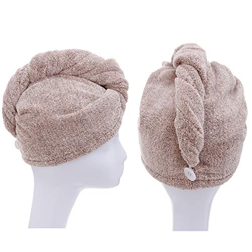 M-bestl 2 Pack Hair Towel Wrap,Rapid Carbon Fiber Hair Drying Towel with Buttons, Microfiber Hair Towel for Drying Curly Hair,Anti-frizz (Star Gray&Star Pink) - color: Star Gray& Star Pink