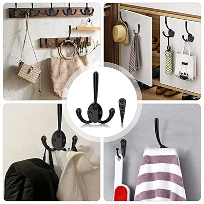 ZAYBOD 10 Pack Heavy Duty Wall Mounted Black Coat Hooks with 30 Screws, mudroom Hooks, Backpack Hooks, Robe Hooks, Hat Hook（Two Types of Hooks + threeTypes of Screws Included）