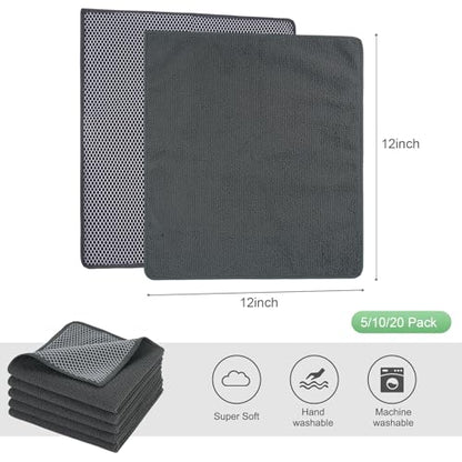 Dish Cloth for Washing Dishes Kitchen Washcloth Cleaning Cloth | 12x12inch 10pack Kitchen Towels Rags, Microfiber Cleaning Cloths, Wash Cloths with Poly Scour Side, Wholesale, Dark Grey - color: Dark Grey, size: 12inchx12inch 10pack
