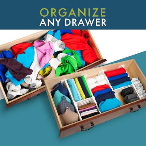 Dial Industries Adjustable Dresser Drawer Clothes Organizer Dividers, Set of 4, 4.5" Deep | Slides apart to fit drawers of any length, Separates socks, underwear and small items, Great for bedroom or bathroom drawers - size: 4.5 in Deep, (Set of 4)