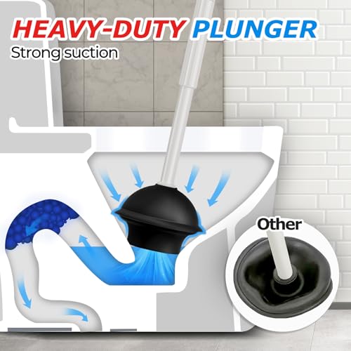 FORASTO 2 in 1 Toilet Plunger and Brush Set,Extended Handle Plunger,Toilet Bowl Brush Plunger Set,Bathroom Cleaning Tools,Cleaning Brush,Toilet Brush Plunger Combo,Light Grey（20.8inch） | 20.8" Extended, Apartment Must Haves, Accessories Decor, Essentials,