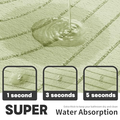 Green Bathroom Rug Set 2 Pieces, Soft Non Slip Memory Foam Bath Mats, Extra Thick, Machine Washable - color: Green-2, size: 2 PC