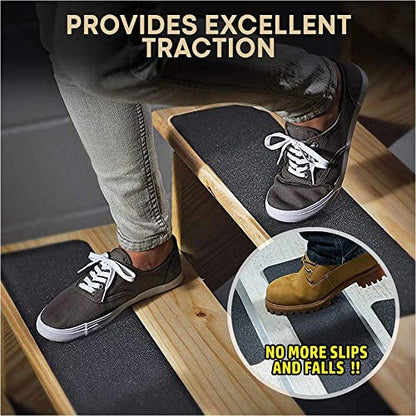 Non-Slip Stair Treads for Wooden Steps, Indoor and Outdoor Grip Tape Black | 15 Pack, 6 x 24 Inches, Waterproof 80-Grit Adhesive Treads, Concrete Step Use, Strong Non-Skid Traction, Weather Resistant - size: Black, style: 15 Pack