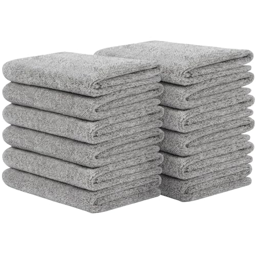 Microfiber Face Towels Soft Washcloths 12Inch x 12Inch 12 Pack Grey | Highly Absorbent Face Cloth,Feel Fingertip Towels,Multi-Purpose Wash Cloths for Bathroom, Gym, Hotel, Spa - color: Grey 12pack
