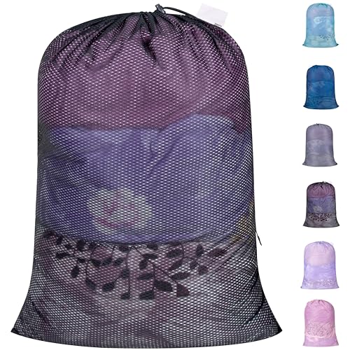 Polecasa Heavy Duty Diamond Mesh Laundry Bag, 24x36", Black | Drawstring & ID Tag, Machine Washable, Commercial Grade, , For College Dorms, Travel, Sports Equipment - color: Black, size: 24"x36" |1 Pack