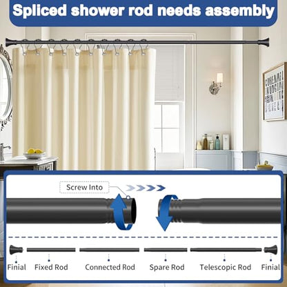 Black Shower Curtain Rod 36-68 Inch(3-5.67ft), No Slip No Drill Stainless Steel Spring Tension Curtain Rod, No Rust Shower Rod Adjustable For Bathroom closet - color: Matte Black, size: 36"-68"