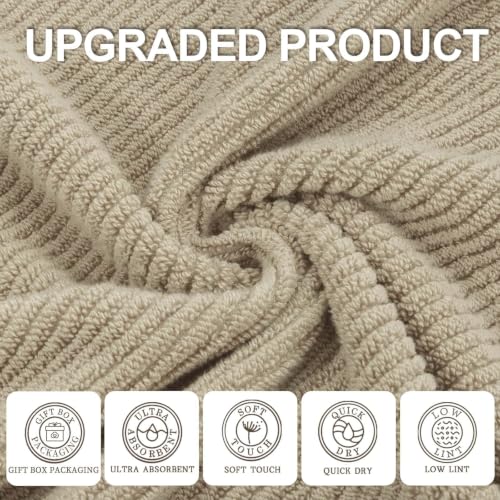 VOOVA & MOVAS 3PC Towel Set, 100% Cotton, Dark Tan | 1 Large Bath 30x56 In, 1 Hand 18x28 In,1 Wash Cloth 13x13 In, Quick Dry, Soft, Thick, Bathroom Essentials - color: Cape May Cobblestone - Dark Tan, size: 3 PC Bathroom Towel Set