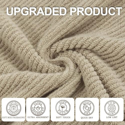 VOOVA & MOVAS 3PC Towel Set, 100% Cotton, Dark Tan | 1 Large Bath 30x56 In, 1 Hand 18x28 In,1 Wash Cloth 13x13 In, Quick Dry, Soft, Thick, Bathroom Essentials - color: Cape May Cobblestone - Dark Tan, size: 3 PC Bathroom Towel Set