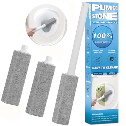 3 Packs Pumice Cleaning Stone with Extra Long Handle, Pumice Stone for Toilet Bowl Clean for Cleaning Toilets, Bathtubs, Grills, Swimming Pools, Sinks - size: 3 Pack