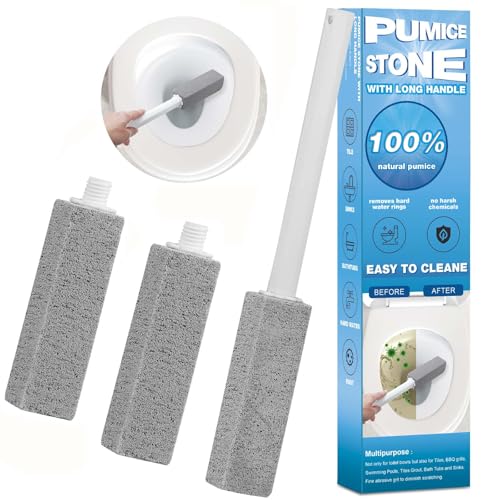 3 Packs Pumice Cleaning Stone with Extra Long Handle, Pumice Stone for Toilet Bowl Clean for Cleaning Toilets, Bathtubs, Grills, Swimming Pools, Sinks - size: 3 Pack