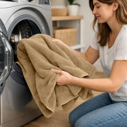 RIVERSIDE Pack of 2 Extra Large Bath Sheets 35 x 70 Inches, 100% Ring Spun Cotton, Hotel Quality, Oversized Bath Towels, Super Soft, Highly Absorbent & Quicker to Dry, Tan - color: Tan, size: Bath Sheets (PK 2)