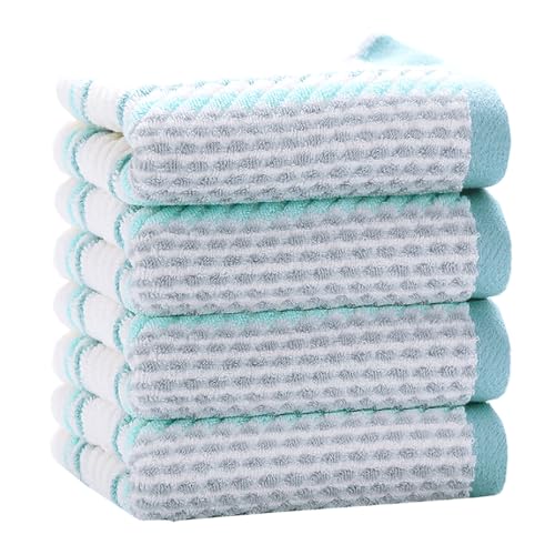 Pidada Hand Towels Set of 4 Striped Pattern 100% Cotton Soft Absorbent Decorative Towel for Bathroom (Green) - color: 4 Green, size: 13.4 x 29.5