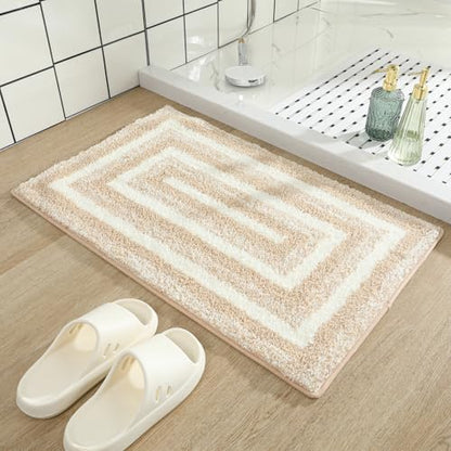 Rugs Non-Slip Washable, Extra Soft Absorbent Bath Rug, Machine Washable Bathroom Mat, Thick Bath Mat for Tub, Shower, Bathroom, Brown, 20"x31" - color: Brown