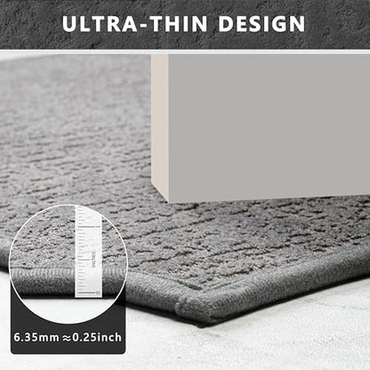 Grey Bathroom Rugs Non Slip Washable Quick Dry Ultra Thin Bath Mat | Bathroom Rugs Fit Under Door Low Profile Bath Mat, 17" × 32" - color: Grey, size: Medium(17"x 32")