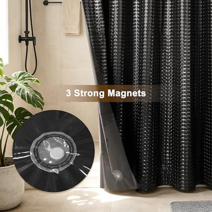 Barossa Design Black Stall Size Shower Curtain Liner 36x72 | Waterproof PEVA, 3 Magnets, 36" W x 72" H Lightweight Plastic Shower Curtain for Small Bathroom Stall, Dimensional Black - color: Dimensional Black, size: 36"W x 72"L (Pack of 1)