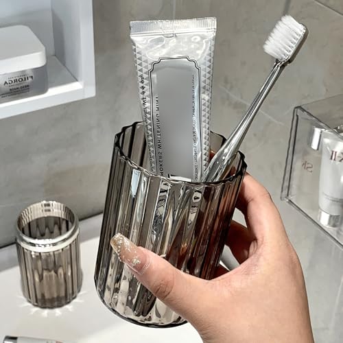 2-in-1 Toothbrush Travel Case with Rinse Cup - color: Clear Grey