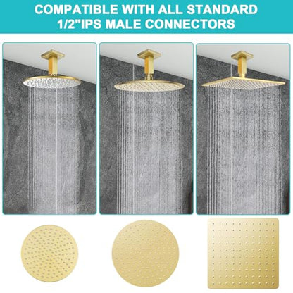 Enga Square Shower Arm with Flange, 3 Inches Ceiling Mount Replacement Rain Shower Head Straight Arm, Brushed Gold - color: Brushed Gold, style: 3 Inch