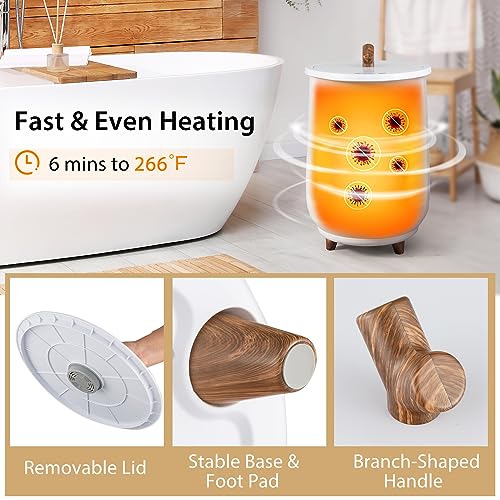 COSTWAY Bucket Style Towel Warmer, 23L Towel Warmer with 4 Heating Time & 3 Heating Temperature, Overheat Protection System, Fragrant Disc Holder, Towel Warmer for Bathroom, Hot Tub, Spa, White - color: White