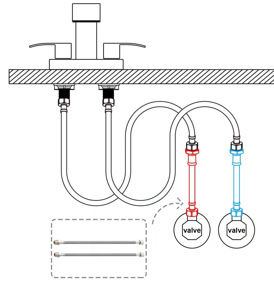 J-HVA Faucet Supply Lines Length 12" 3/8 OD Comp (Male) x 3/8 Comp (Female) | Thread Connector Braided Nylon Extension Hoses for Bathroom Kitchen Sink Faucet Hose Filter,Stainless Steel Nut (1 Pair)