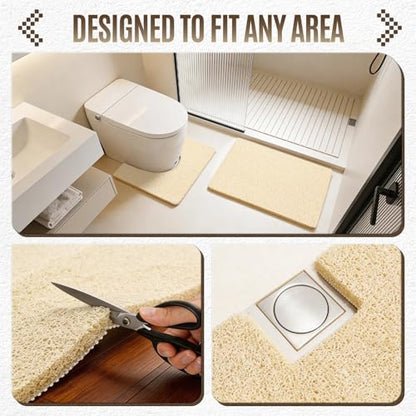 32 * 24in Shower Mat Bathtub Mat Non Slip | Bathmats Non Slip, Quick Drying Foot Scrubber Loofah Mats for Inside Shower, Tub, Bathroom, Home, Beige - color: Beige, size: 32" x 24" (Rectangular)