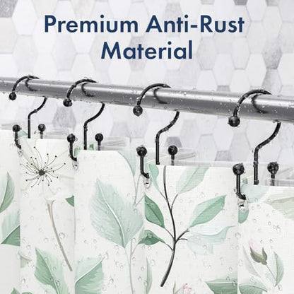 Bathway Shower Curtain Hooks Matte Black Shower Curtain Rings, 24 Pcs Double Hook Shower Curtain Hooks Rings Shower Curtain Hangers Rust Proof, Metal Shower Hooks for Bathroom Shower Curtain Rod - color: Matte Black-24pack, style: Minimalist