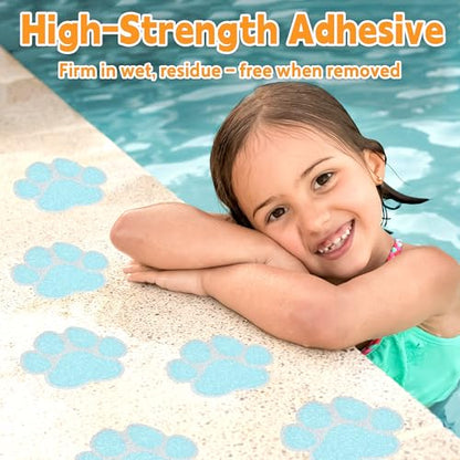 Secopad 20PCS Dog Paw Non Slip Bathtub Stickers with Scraper, Blue | Original Large Anti-Slip Decal, PEVA for Kids, Strong Adhesive, Easy to Use, For Bath Tubs, Showers & Stairs - color: Blue