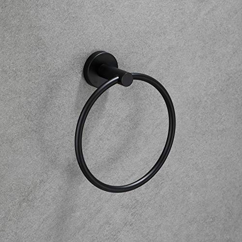 Matte Black Towel Ring | Hand Towel Holder for Bathroom Wall Mounted, Durable 304 Stainless Steel, Modern Style - color: Matte Black