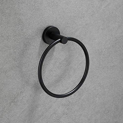 Matte Black Towel Ring | Hand Towel Holder for Bathroom Wall Mounted, Durable 304 Stainless Steel, Modern Style - color: Matte Black