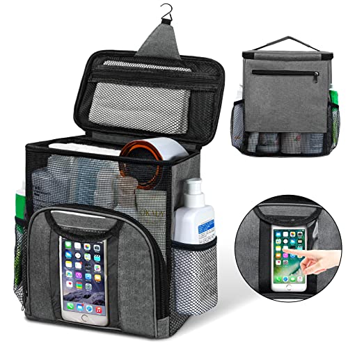 Attmu Mesh Shower Caddy Portable Dorm Room Essentials, Toiletry Tote Bag | Quick Dry, Large Capacity Haning Shower Bag for College Dorm Room Essentials for Boys and Girls for Bath Camping (Gray) - color: Gray