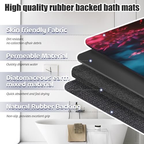 Bathroom Runner Mat Rugs Long,Bird on a background of jasmine flowers design Diatomite Stone Bath Mat Large Absorbent Diatomaceous Earth Mat Non Slip Fast Dry Shower Mat Bathroom Rugs 16x42in - color: Design20