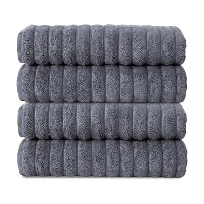 CTT Premium 4 Pack Bath Towels Set, Made with 100% Turkish Cotton, Spa & Hotel, Quick Drying Towels, Absorbent & Comfy | 27"x54" (Grey) - color: Grey, size: 4-Piece Bath Towel Set