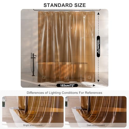 AmazerBath Shower Curtain Liner, 100% EVA Soft Clear Amber Heavy Duty Shower Curtain and Liner 2-in-1, 72x72 Luxury Plastic Weighted Bathroom Shower Liner, 12 Rustproof Grommets & 3 Heavyweight Stones - color: Rainbow Caramel Latte, size: 72"W x 72"L (Pac