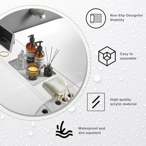 SHUNLI Acrylic Bathtub Tray Caddy, Clear Bath Tub Rack Shelf | Luxury Bathroom Organizer Tablet Holder for Soap Perfume Skincare, Bath Accessory, Easy to Clean - color: Transparent