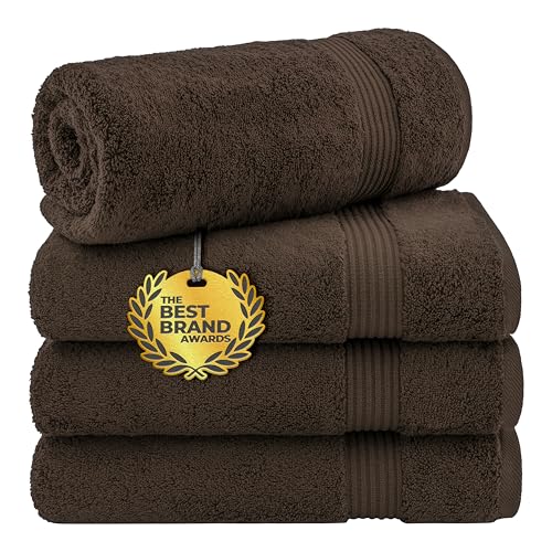 Cotton Paradise 100% Cotton Turkish Towel Set, Soft Absorbent Quick Dry, 4 Piece Bath Towel Set, Chocolate Brown - color: Chocolate Brown, size: 27"x54"