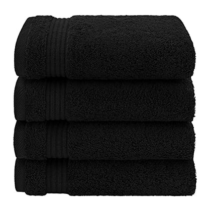 American Veteran Towel, Hand Towels for Bathroom Set of 4, 100% Cotton Turkish Hand Towel Sets, Soft Hand Face Towels, Black Hand Towels - color: Black