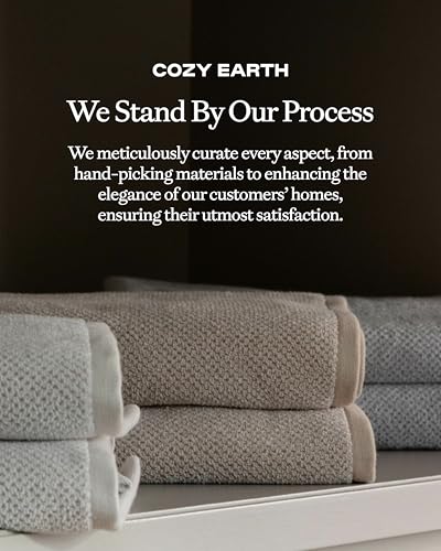 Cozy Earth Nantucket 60% Cotton 40% Viscose from Bamboo Hand Towel | 600 GSM Plush and Fast-Drying with Rice Weave Pattern, 2 Pack 20" x 30" Luxury Hand Towel, Light Grey - color: Heathered Light Grey, size: Hand Towel