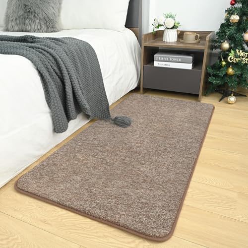 AROGAN Small Area Rugs for Bedroom, 2×4 Non Slip Runner Rug, Matte Brown | Washable Fluffy Carpet with Memory Foam, Indoor Rug Runner for Kitchen, Bedside, Entryway Bathroom Home Decor - color: Matte Brown, size: 2' x 4' (Runner)