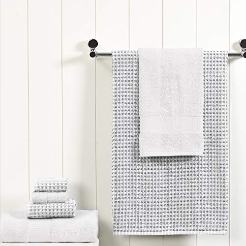 Modern Threads 6 Piece Cotton Bath Towel Set – Ultra Soft 600 GSM Towels – Bathroom Set with Hand Towels and Washcloths – Waffle (White) - color: White, style: Waffle