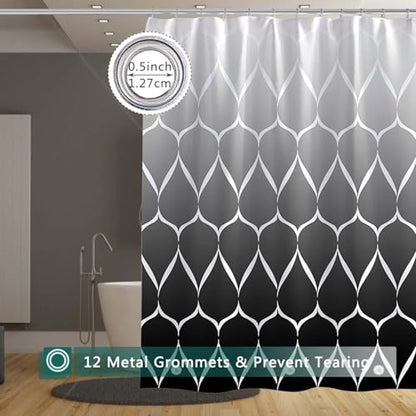 Shower Curtain Liner, 100% Waterproof Peva Shower Curtains with 3 Duty Heavy Bottom Magnets and 12 Rust Proof Grommets, 72x72 Weighted Shower Liner for Shower Stall, Bathtubs - color: Gradient Black Grid