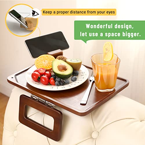 Smatdecis Couch Arm Tray Table Sofa Arm Clip, Armrest Tray Table Suitable for Home Drinks/Fast Food/Fruit Etc, Large Size Multi-Function Brown(360° Rotating Stand B) - color: Brown, size: 13" x 9.4"(360°B)